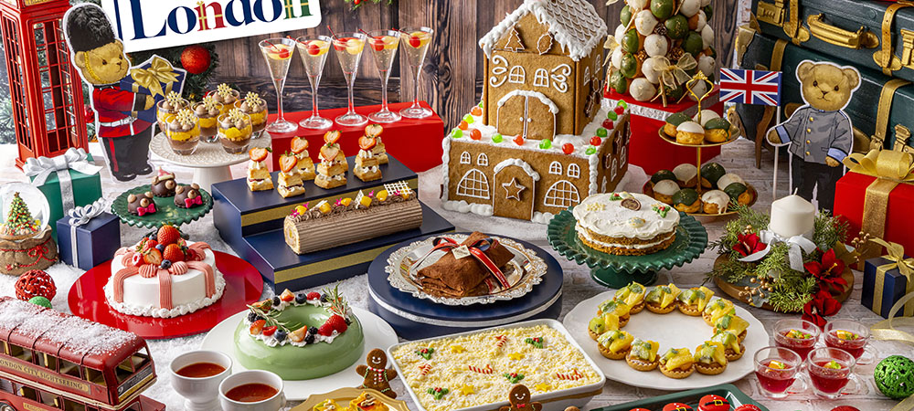 吹き抜けの開放感あふれる空間で楽しむ、クリスマスディナービュッフェローストビーフやサーモンのパイ包み、フォトジェニックなスイーツなどが登場